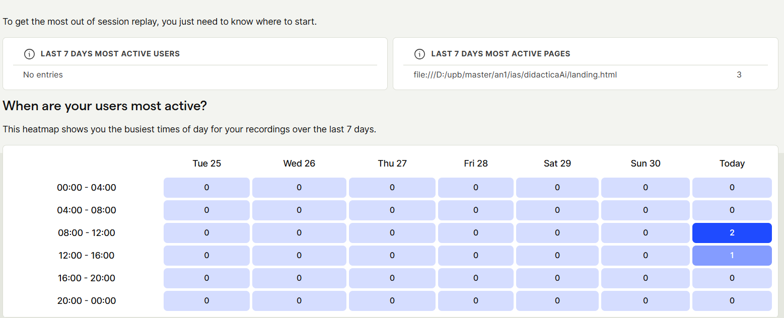 Session replay în PostHog pentru DidacticaAI